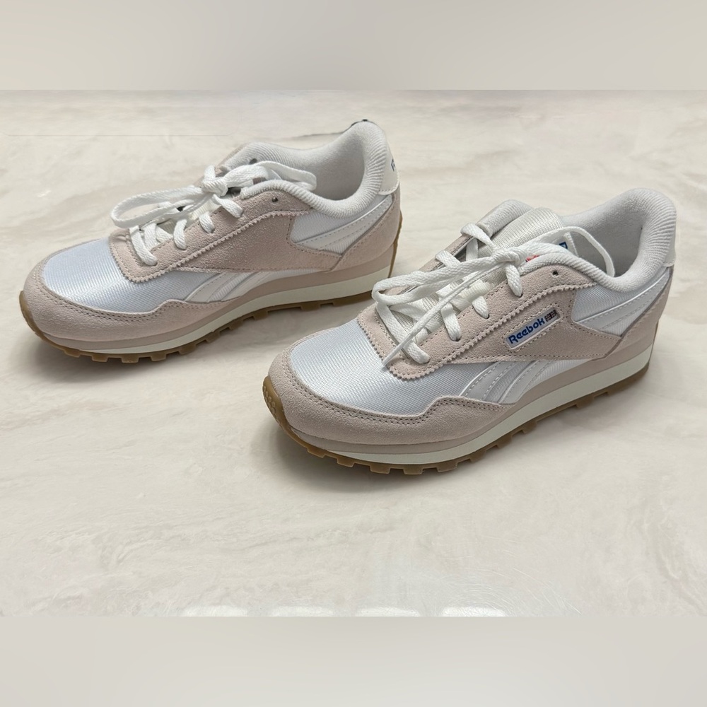 Reebok White and Light tan KIDS Athletic Shoes
